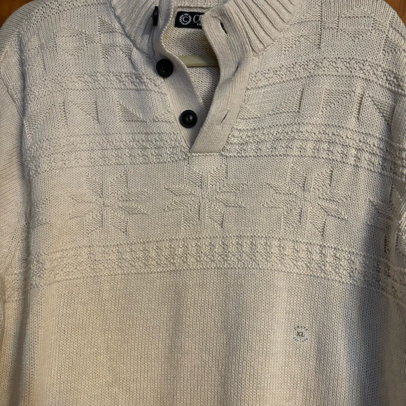 Chaps Men's XL Pullover Sweater 1/4 Button Mock Neck Cream Fair Isle BNWT - Picture 3 of 5